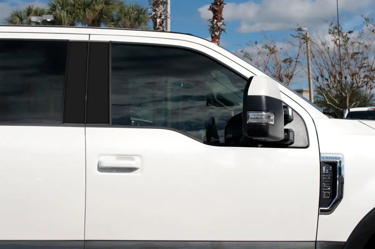 White pickup truck cab for Ford Super Duty with door pillars accent trim 2017-2022