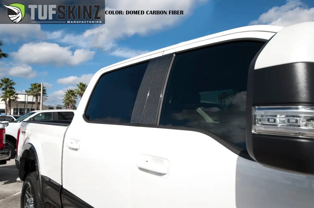White Ford Super Duty pickup truck with Door Pillars Accent Trim fitting 2017-2022