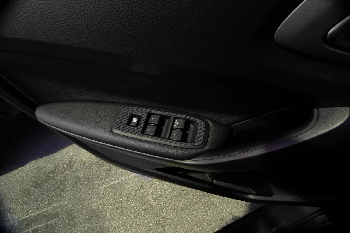 Car door window control panel with door switch accent overlays for Ford Ranger 2019-2023