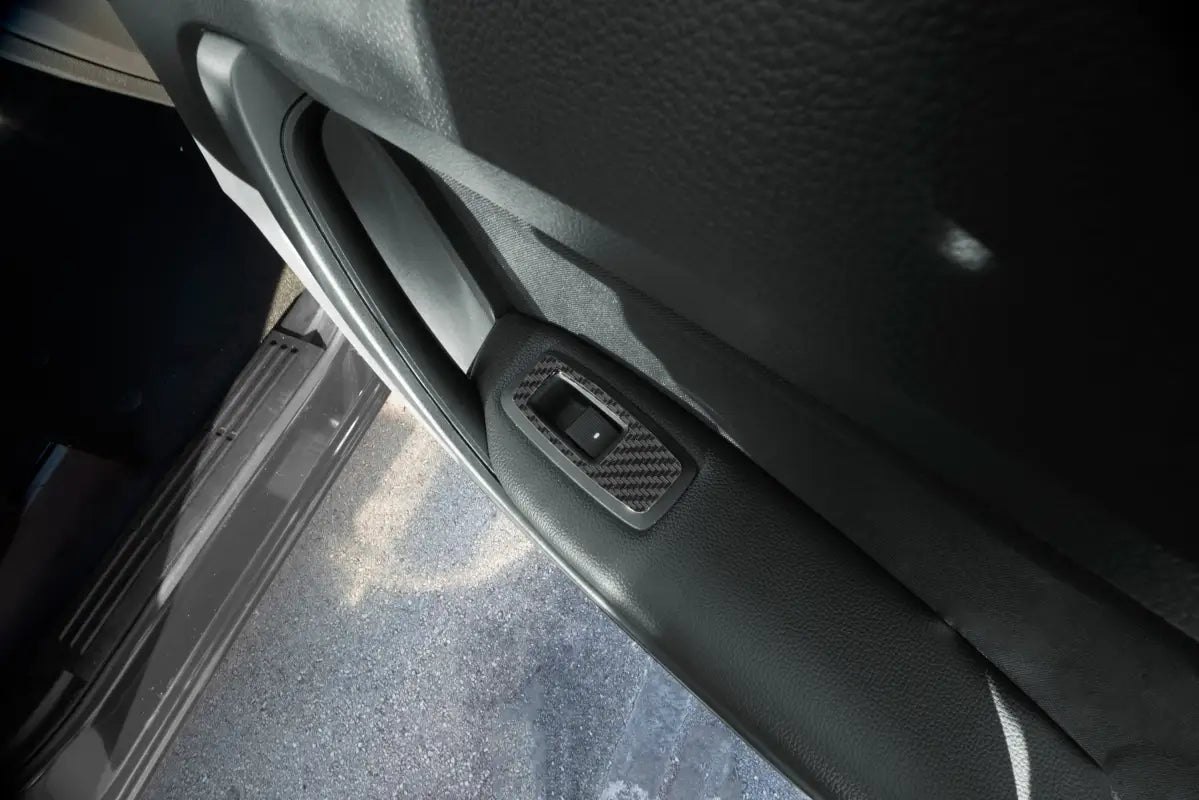 Car door interior with switch accent overlays for Ford Ranger 2019-2023