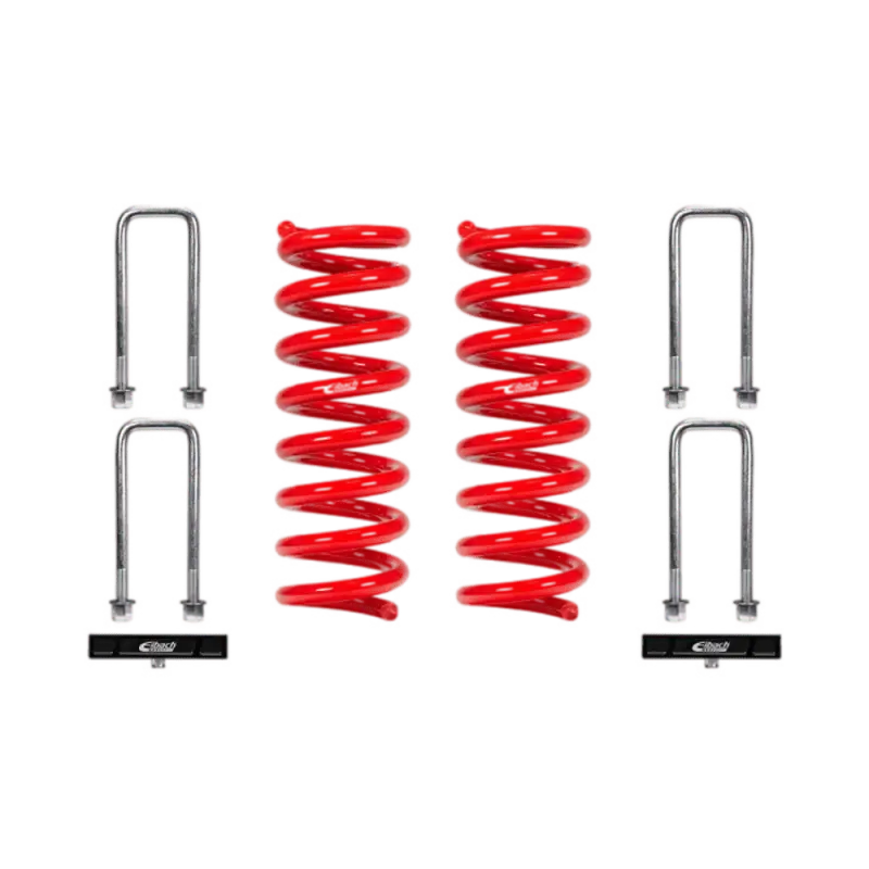 Eibach Pro-Lift-Kit Springs for Toyota Tacoma (2020-2023) with red front springs and black rear 1-inch lift components. Enhances off-road stability and fits TRD Pro models.