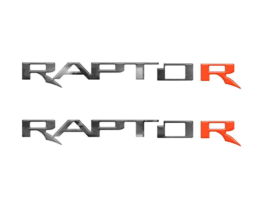 Two Raptor hood cowl emblem inserts for Ford F-150 and Bronco Raptor models