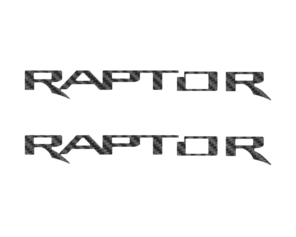 Carbon fiber Raptor decals for hood cowl emblem inserts on Ford F-150 and Bronco Raptor