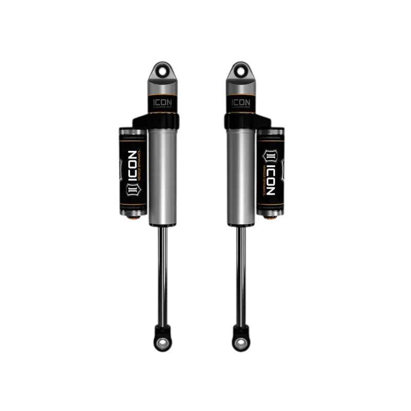 TOYOTA SECONDARY LONG TRAVEL 2.5 PB PAIR suspension shocks with ICON branding, designed for Toyota 4Runner, Tacoma, and FJ Cruiser models from 2005-2023.