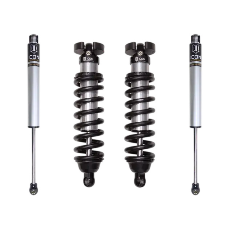 ICON Vehicle Dynamics four silver and black shock absorbers for Tacoma suspension system
