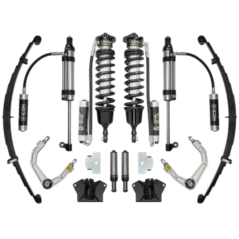 07-21 TUNDRA 1.63-3" Stage 3 3.0 Suspension System featuring coilovers, shocks, leaf springs, and control arms for Toyota Tundra models.