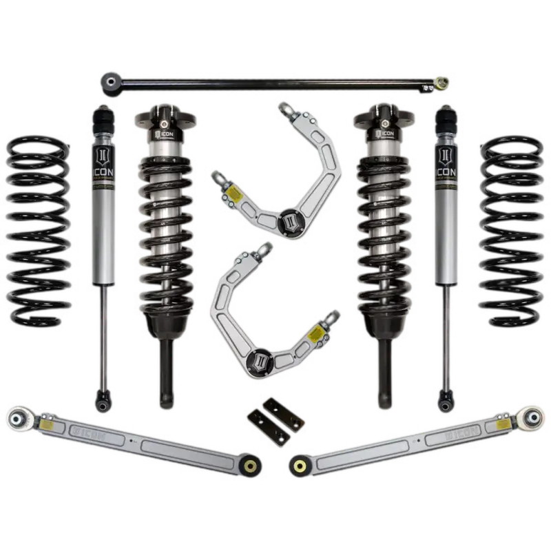 10-UP GX460 0-3.5" Stage 3 Suspension System with Billet UCA, featuring coilovers, shocks, billet upper control arms, and rear springs for Toyota GX460.