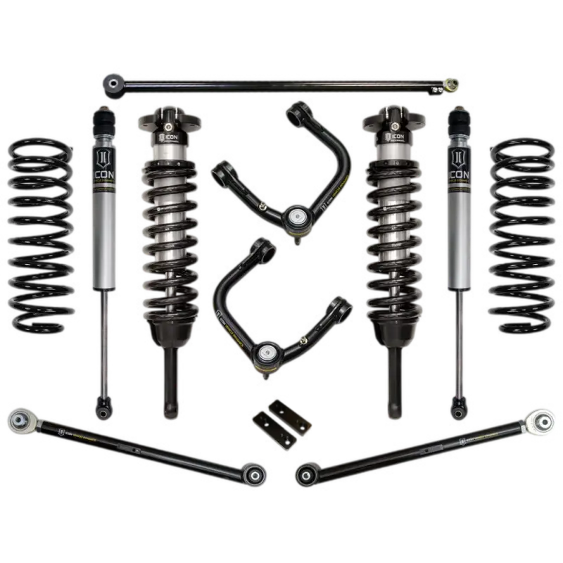 10-UP GX460 0-3.5" Stage 3 Suspension System with Tubular UCA featuring shocks, coil springs, and control arms for Toyota GX460 models.