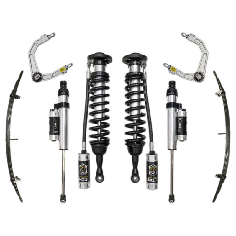 07-21 Tundra Stage 6 suspension system with billet UCA, featuring coilovers, shocks, leaf springs, and upper control arms for Toyota Tundra models.