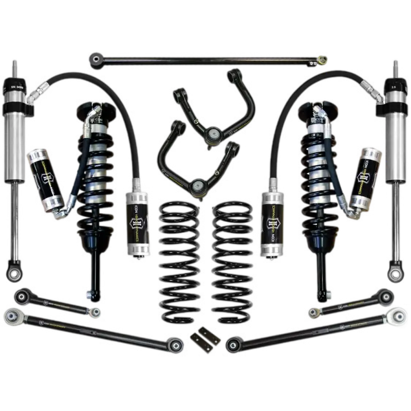 Black and silver suspension kit with series remote reservoir for 03-09 4Runner FJ
