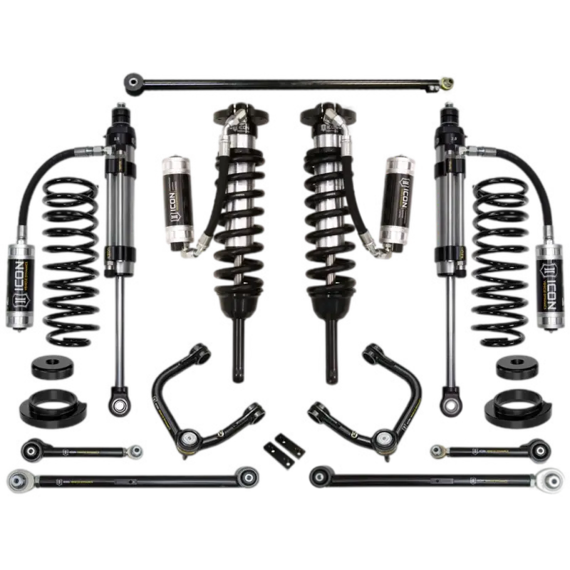 03-09 GX470 0-3.5" STAGE 8 suspension system with tubular UCA, featuring shocks, coilovers, and control arms for Toyota GX470 models.