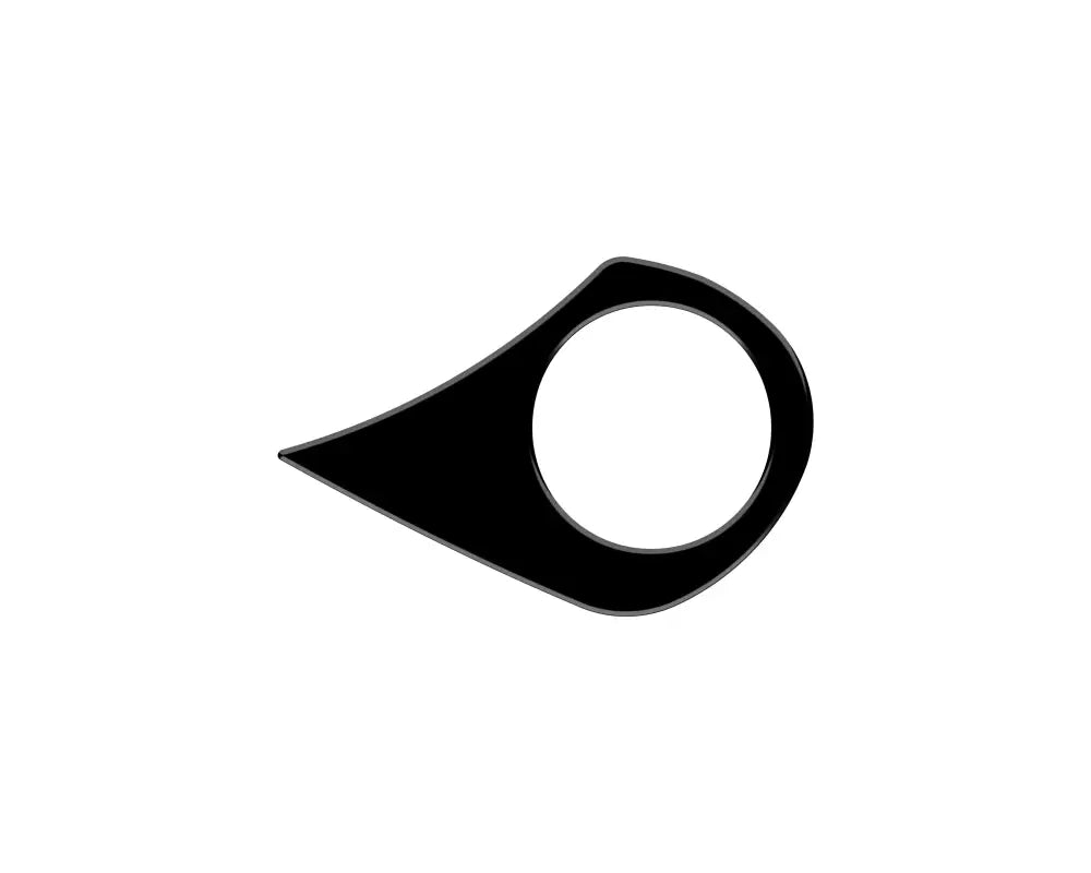 Black teardrop key ring accent with circular cutout for Ford Maverick ring accent overlay