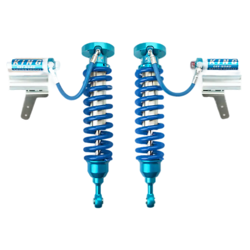 King 200 Series Toyota Land Cruiser front coilovers with adjustable ride height and 25% wheel travel increase for 2008-2021 models.