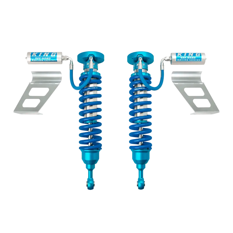 King Coilover Kit for Toyota Sequoia, showcasing durable blue shocks, reservoirs, and mounting brackets for enhanced off-road performance.