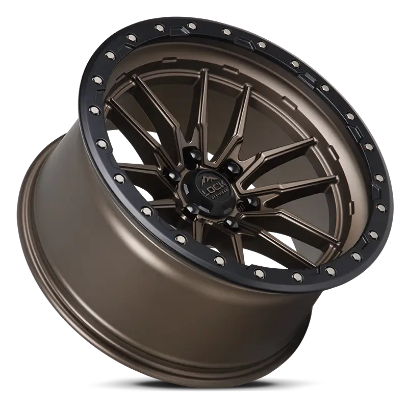 Angled view of KRAWLER-MATTE BRONZE wheel highlighting its deep lip construction, matte bronze finish, and off-road-ready aggressive styling.