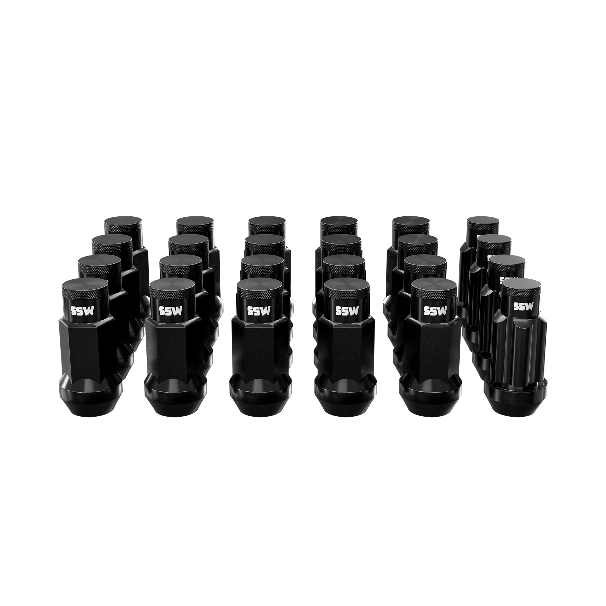 Steel Lug Nuts / Matte Black / + 4 Locking Lug Nuts