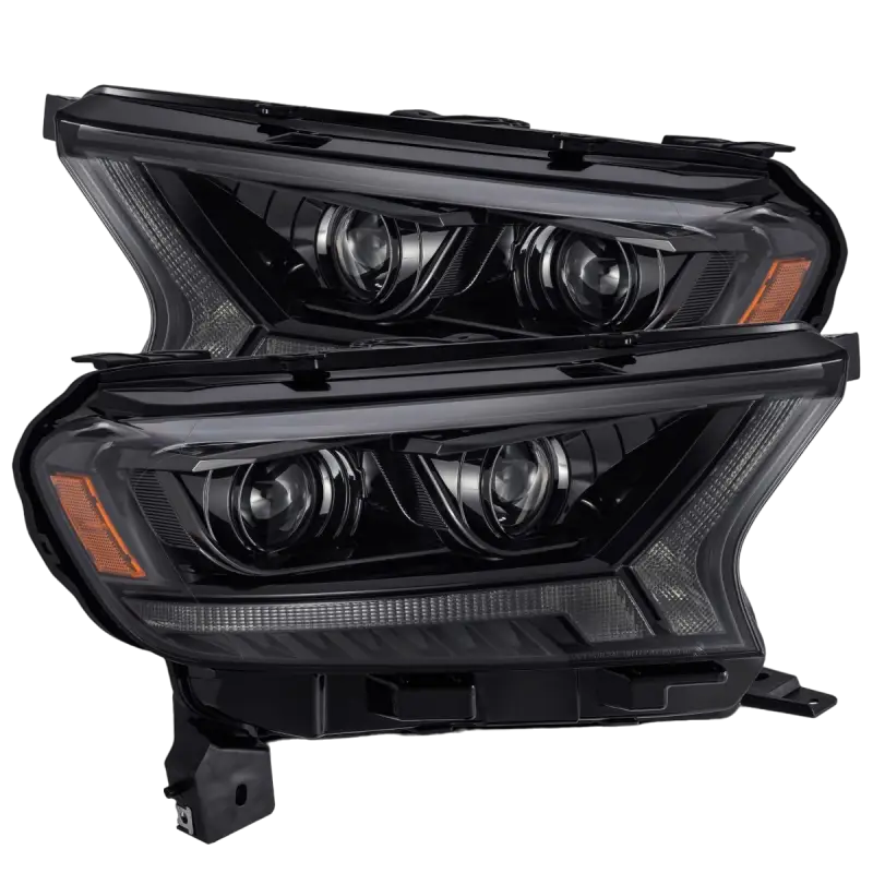 Ford Ranger 19-22 LUXX-Series LED projector headlights in black housing with dual projector design and amber side markers.