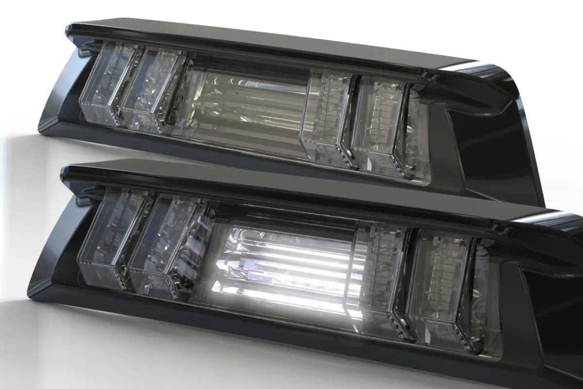 Comparison of Morimoto X3B LED third brake light for Tacoma (2016-2023) Double Cab, showing white and unlit modes.