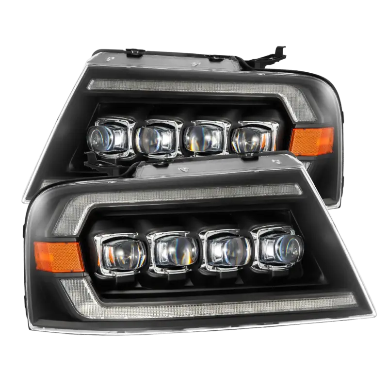 Ford F150 04-08 NOVA-Series LED projector headlights in black housing featuring quad lenses and sleek design.
