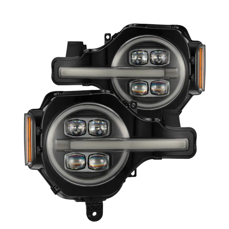 Ford Bronco NOVA-Series LED projector headlights with dual projector lenses and DRL bar, designed for 2021-2024 models.