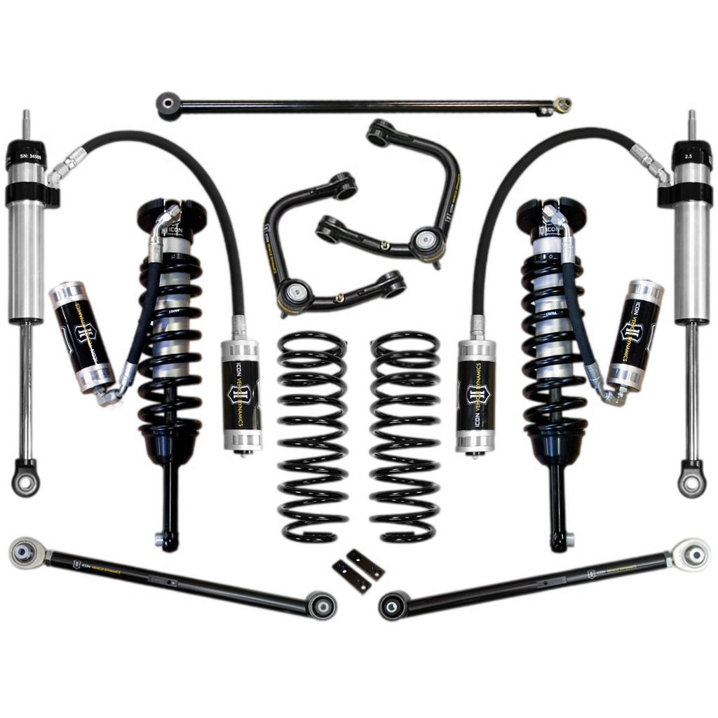 10-UP GX460 0-3.5" Stage 5 Suspension System with Tubular UCA, featuring coilovers, shocks, springs, and control arms for Toyota GX460 models.