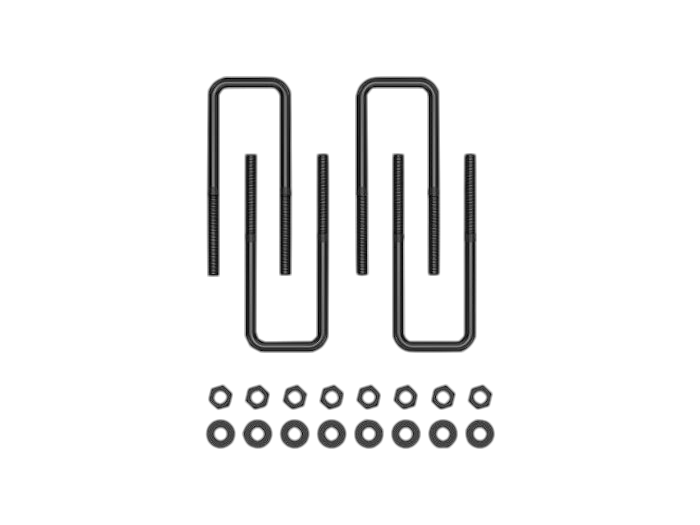 TOYOTA REAR 8.0 U-BOLT KIT with black U-bolts and nuts for suspension systems, compatible with Toyota Tacoma and other models.