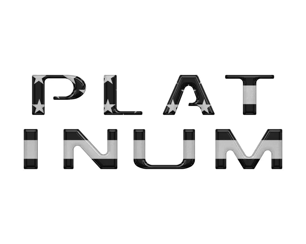 Platinum tailgate letter inserts with American flag design for Ford F-150 2021-2024