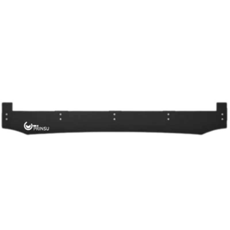 Prinsu wind deflector in satin black with 40-inch LED light bar cutout option. Ideal for roof rack setups on vehicles like Tacoma, 4Runner, and GX470.