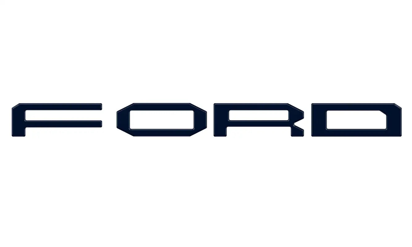 Ford grille letter overlays with geometric design for F-150 Raptor using automotive grade adhesive
