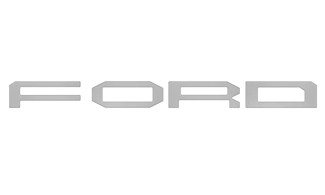 Silver FORD grille letter overlays with automotive grade adhesive for Ford F-150 Raptor