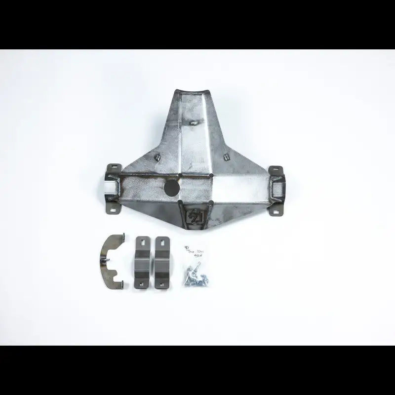 Complete Tacoma rear differential skid plate kit for 2016+ 3rd Gen models, including hardware and steel mounting brackets.