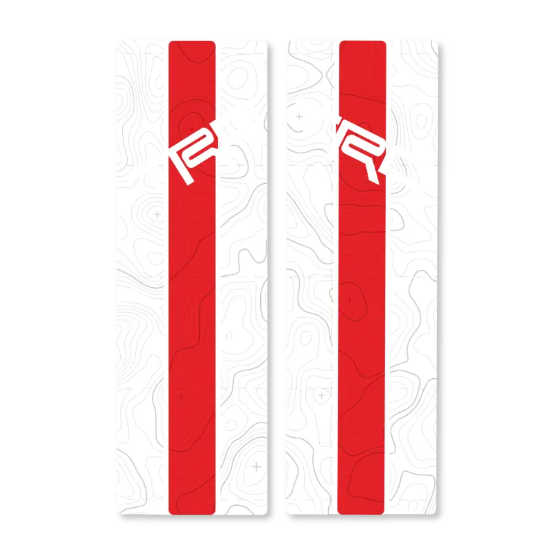 Rear Window Stripes transfer paper with white rectangles, red stripes, and topographic map patterns