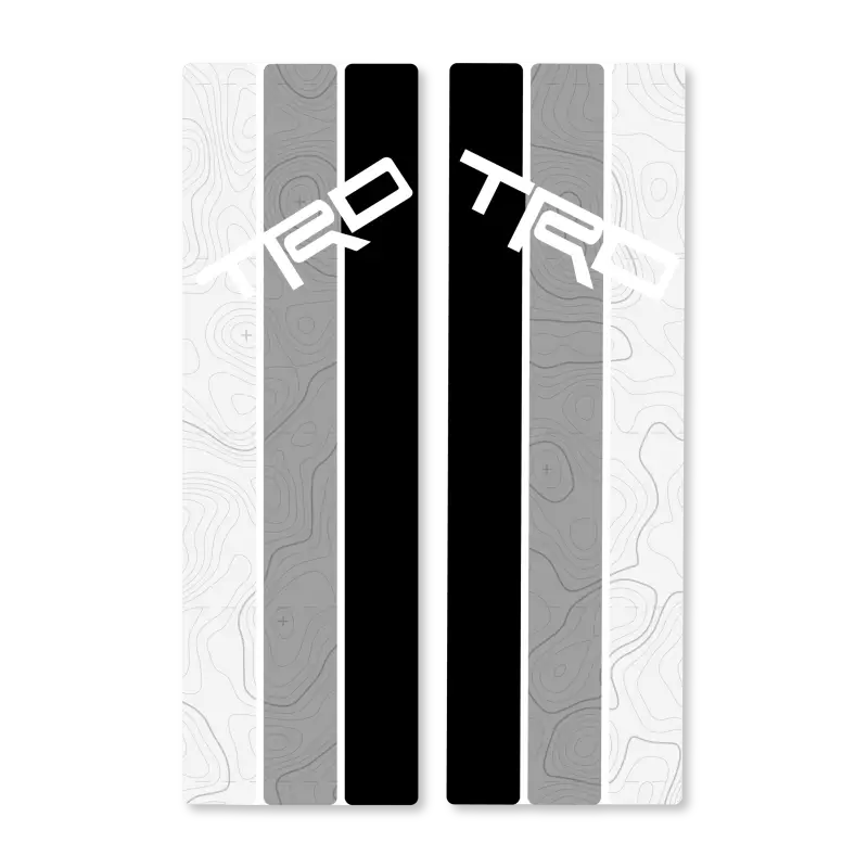 TRD-branded topographic stripes on rear window transfer paper for custom car decals