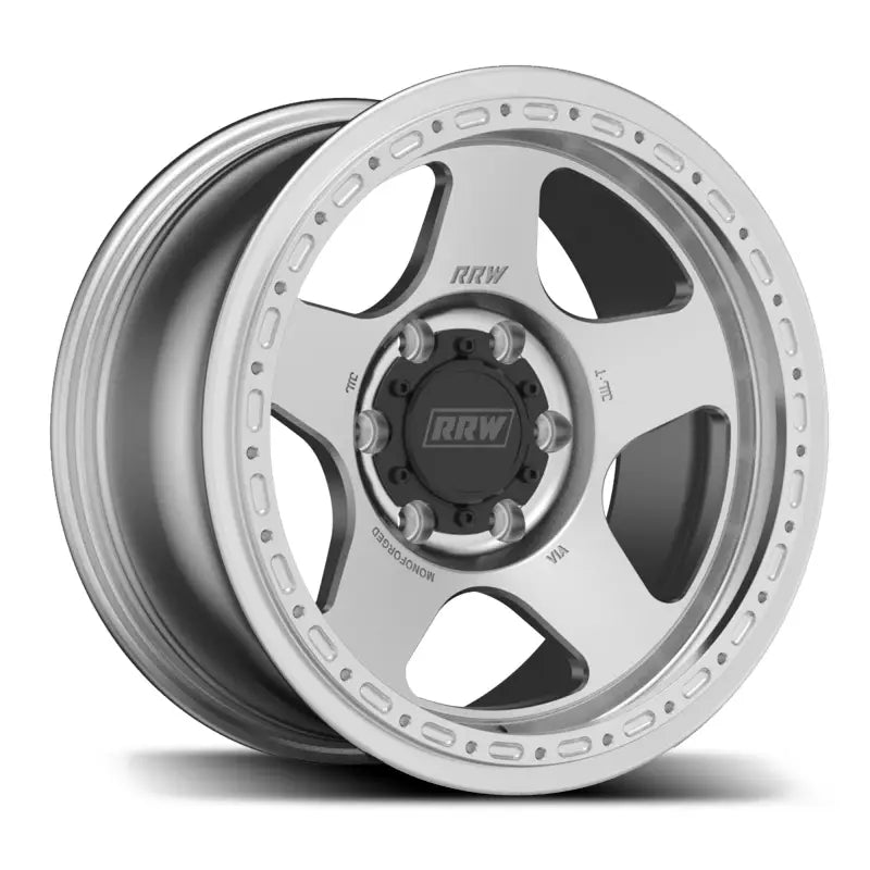 Silver off-road wheel from RG4-H Hybrid MonoForged Series with embossed ABS for rugged durability