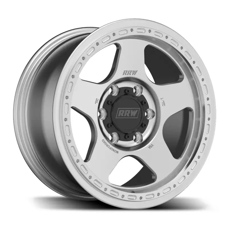Silver and black off-road wheel from RG4-H Hybrid MonoForged Series with embossed ABS finish
