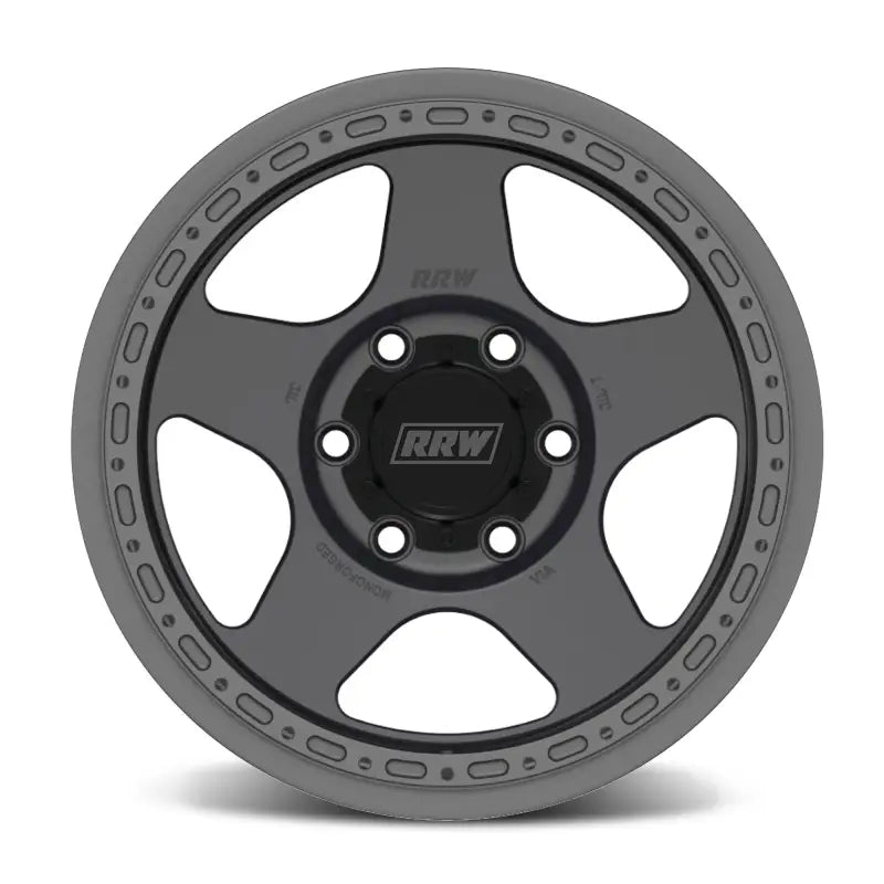 Gray five-spoke wheel from RG4-H Hybrid MonoForged Series with embossed ABS and lug nuts