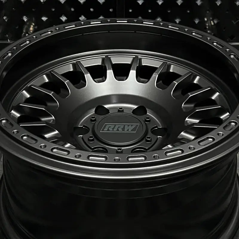 Gray off-road wheel from RG7-H Hybrid MonoForged Series with embossed ABS and lug nuts
