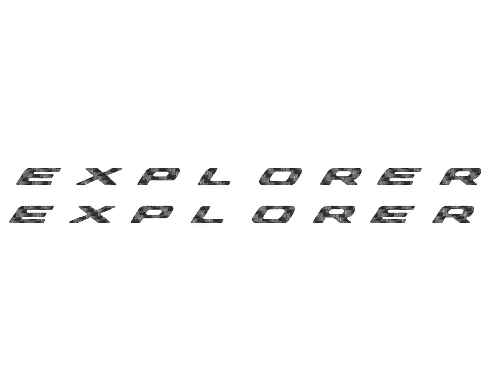 Two Explorer rocker panel letter inserts for Ford Explorer 2020-2024