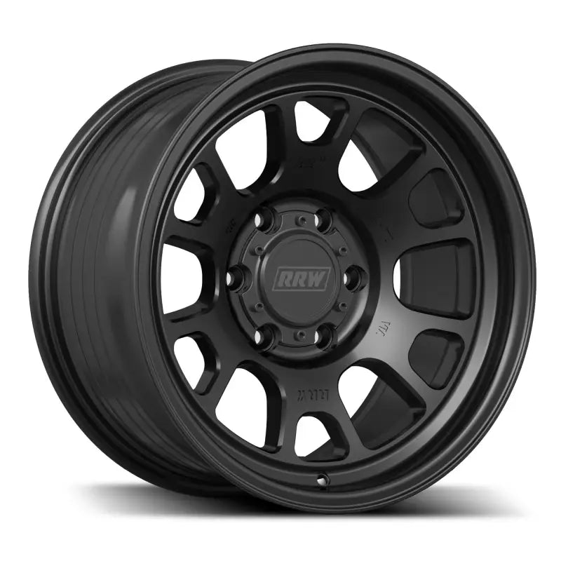 Black alloy wheel from RR5-S FLOW FORM 17x8.5 Wheel for enhanced braking performance