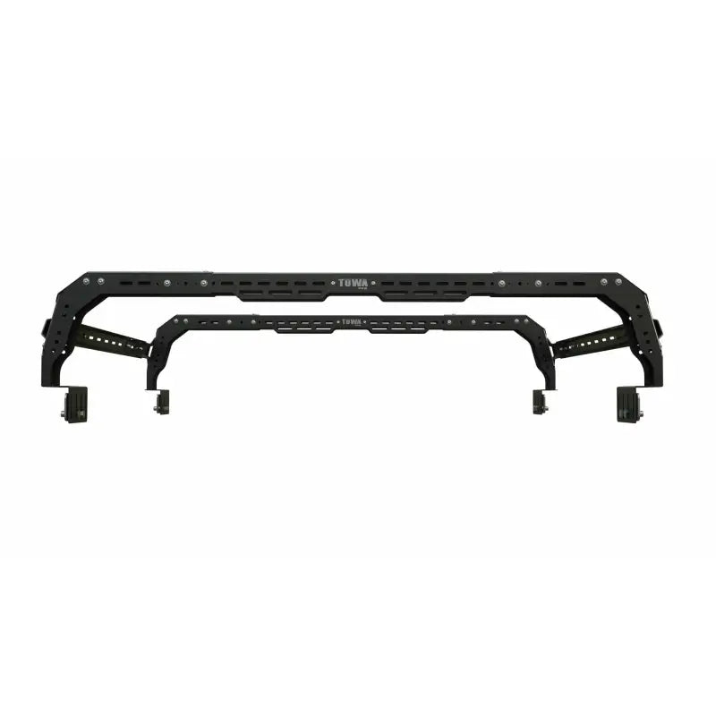 Front profile of Nissan Titan rack displaying its reinforced structure and multiple tie-down points for cargo security.