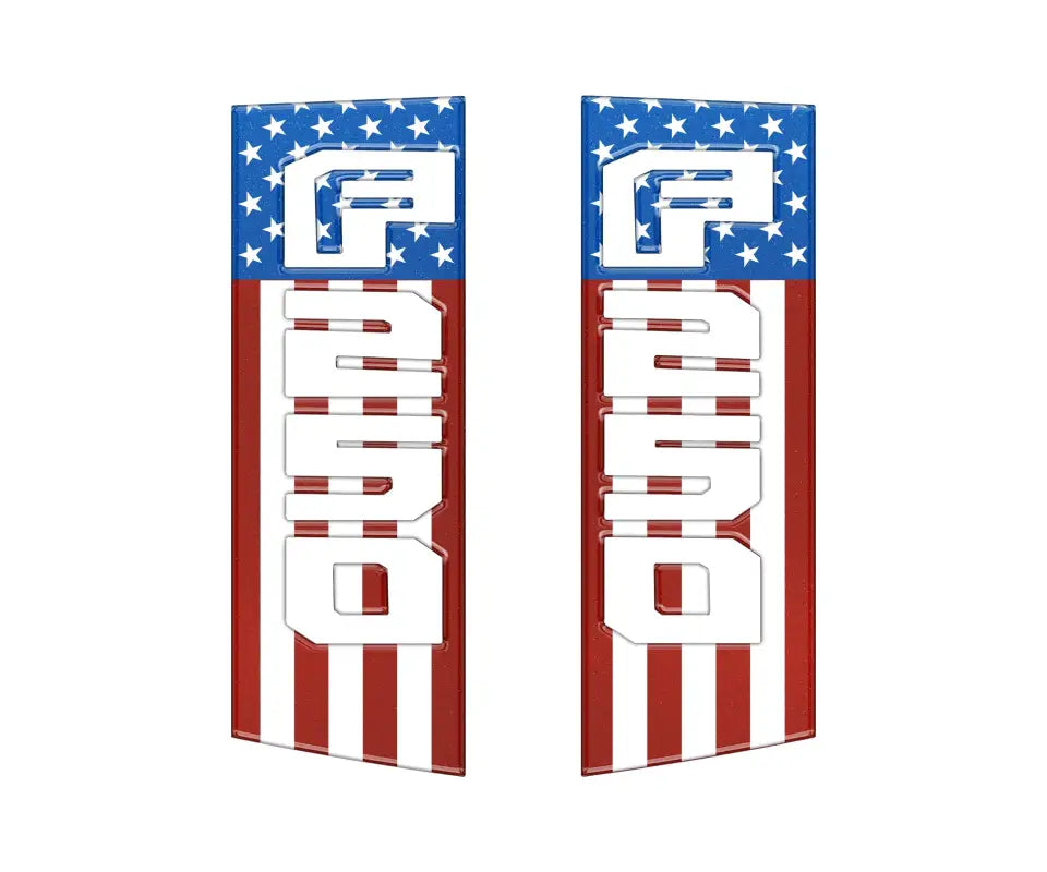 American flag-themed emblems for Ford Super Duty truck accents