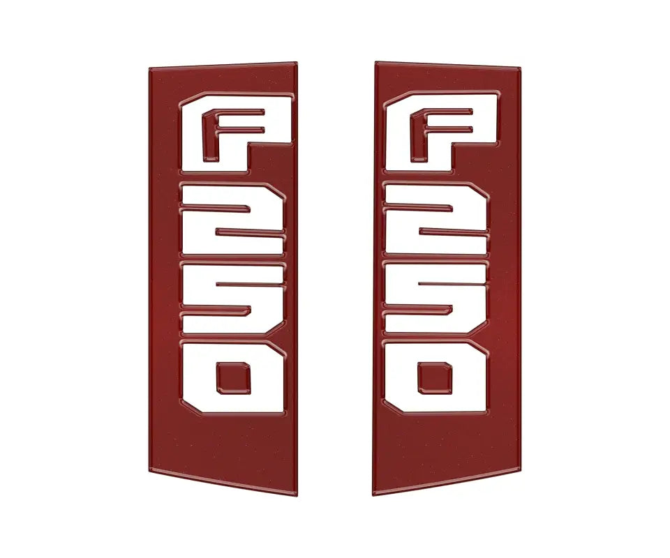 Maroon F250 emblems for Ford Super Duty trucks, Side Emblem Accent Trim 2017-2022