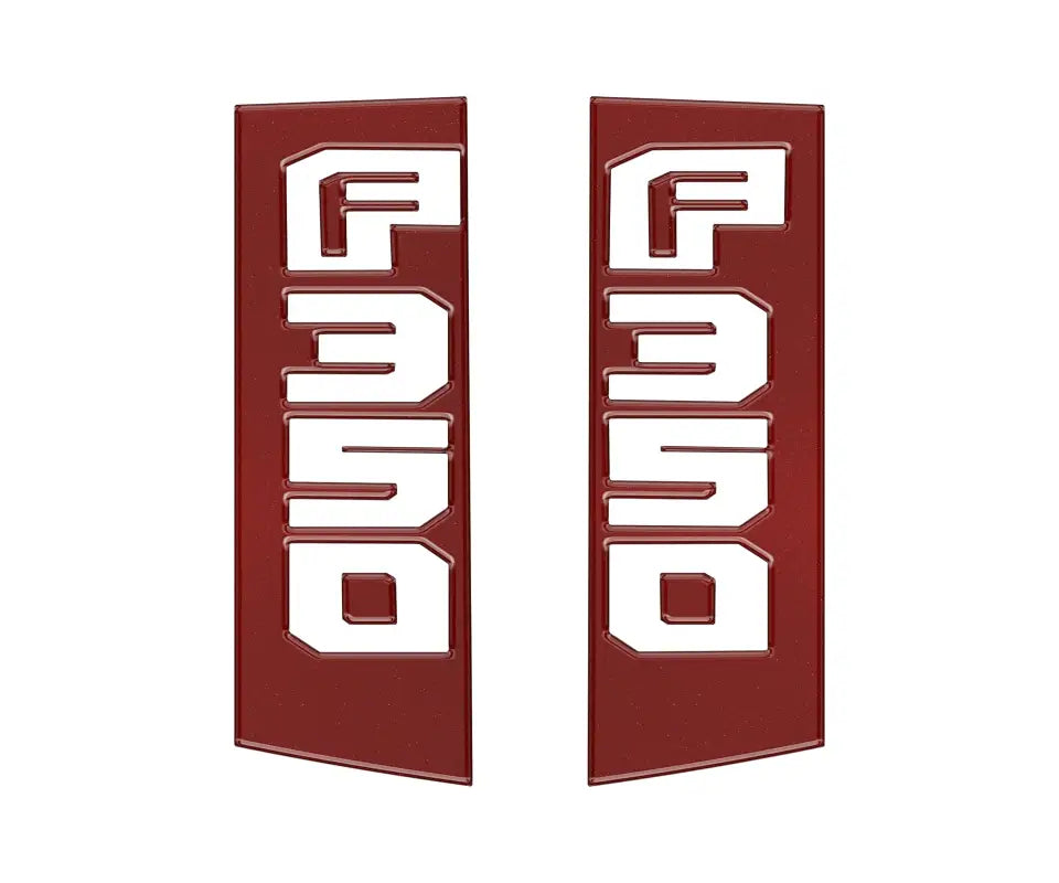 Maroon F350 side emblems for Ford Super Duty 2017-2022 vehicle accessory