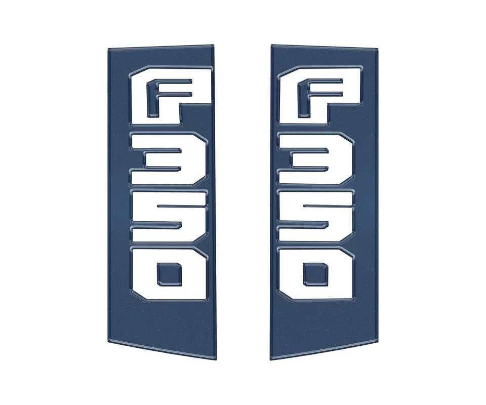 Blue F350 emblems for Ford Super Duty side accent trim 2017-2022
