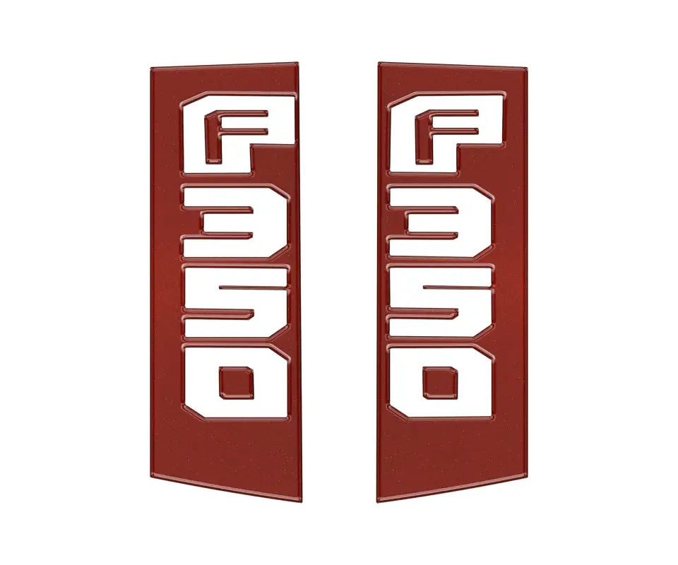 Maroon Ford Super Duty F350 emblems for 2017-2022 Ford Super Duty truck side trim