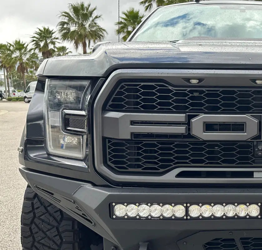 Gray Ford Raptor front end with headlight molding inserts fits 2015-2020 model