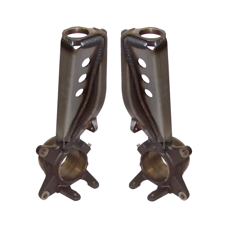 Pair of fabricated metal uprights for spindle gussets and control arms in Sequoia suspension