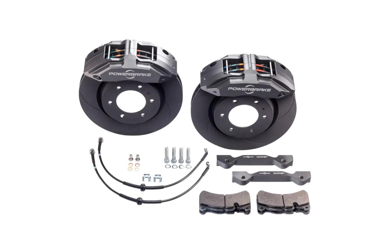 Big brake kit for LX570 featuring 6-piston calipers, 14.6-inch rotors, brake pads, mounting brackets, and hardware for enhanced braking performance.