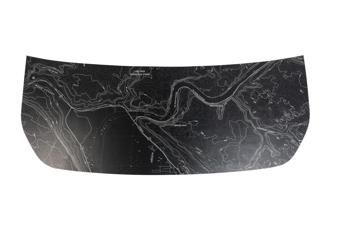Stealth Black Arches National Park Topographic Map Hood Overlay (Printed Series) For 2021+ Bronco