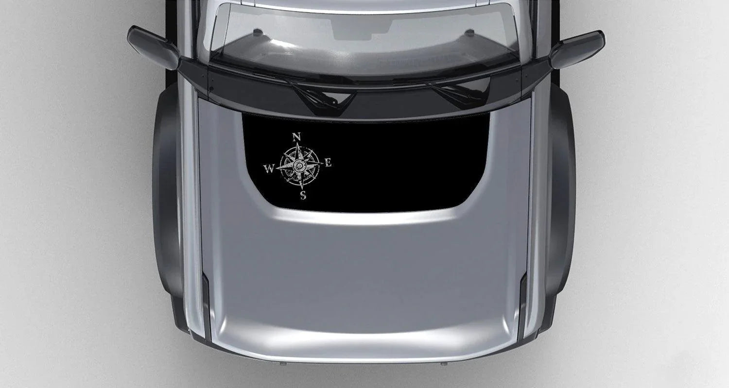 Stealth Black Compass Rose Hood Overlay (Printed Series) For 2021+ Bronco